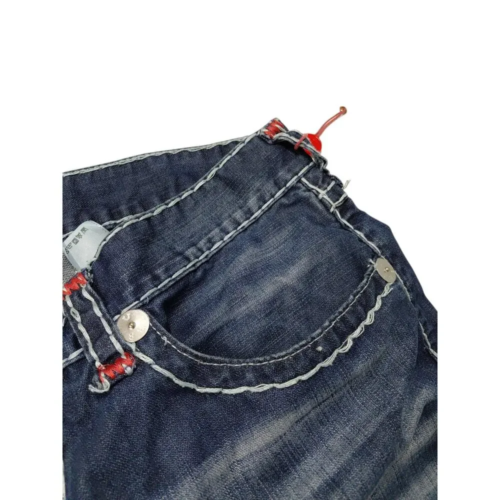 True Religion Slim Embroidered Boot Cut Stich Red Size 40x33